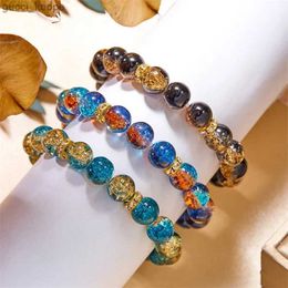 Beaded New Style Jade Broken Explosive Imitation Crystal Bracelet Two-Color Gradient Glass Bead Bracelet For Ladies Jewelry Gift