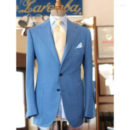 Men's Suits 2024 Light Blue Top Class Bespoke Casual Fashion Jacket Pants Blazer Wedding 2 Pieces (Jacket Pants)