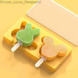 Ice Cream Tools DIY cartoon animal ice cream silicone Mould with lid and popsicle making kit food grade chocolate ice block baking Mould Q240425