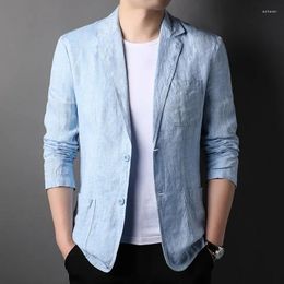 Men's Suits Etro Linen Men Suit Beach Wedding Summer Regular Fit Light Weight Blzer Jacket Dress Blazers Casual Blazer