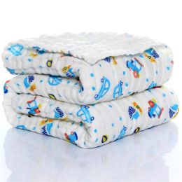 sets Kids Muslin Cotton Sleeping Blanket Bath Towel 110x110cm Strong Water Absorption 6 Layers Baby Breathable Bedding Muslin Blanket