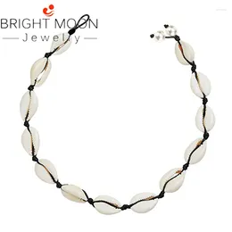 Pendants Bright Moon Natural Shell Necklace Choker For Women Girl Bead Pearl Handmade Hawaii Beach Rope Jewelry