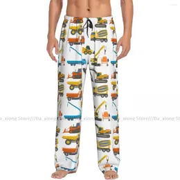 Men's Sleepwear Casual Pyjama Sleeping Pants Construction Delivery Truck Machine Pattern Lounge Loose Trousers Comfortable Nightwear
