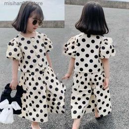 Clothing Sets Summer girl clothing set fashionable single chest polka dot shirt top+Culotes baby childrens Q240425