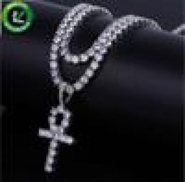 Iced Out Pendant Hip Hop Jewellery Cuban Link Tennis Chain Designer Necklace Micro Paved CZ Diamond Pendants Men Luxury Bling Notre Dame Charms9627140