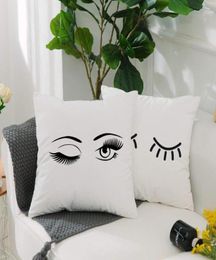 CushionDecorative Pillow Wink Eye Cushion Cover Eyelash Print Pillowcase Decor Living Room Home Office Pillows Decorative Softnes8181719