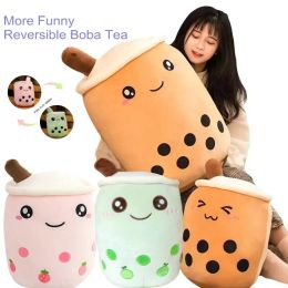 Pillow 2570cm Cartoon Fruit Bubble Tea Cup pillow stuffed soft Drink Apple Milk Tea back cushion fast food gifts for kids birthday