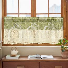 Curtain 1Pcs Pastoral Green Plants Retro Crochet Splicing Kitchen Short American Fresh Home Door Bedroom Partition Half Drapes