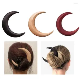 Hair Clips Personality Moon Hairpin Crescent-shaped Fork Clip Wooden Comb Ladies Thick Styling Tool