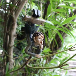 Garden Decorations Hanging Elf Ornaments Decor Miniature Sculptures For Fence Yard