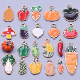 Charms 20-50pcs Metal Enamel Pepper Pumpkin Mushroom Tomato Chilli Vegetable For DIY Bracelet Keychain Pendant Jewellery Making