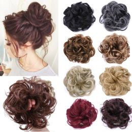 Chignon Chignon Messy Bun Hair Piece Curly Wavy Scrunchies for Women's Hair Updo Hairpiece Synthetic Fake Hair