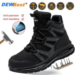 Boots Mens Breathable High Quality Puncture Proof Construction Shoes Summer Lightweight Steel Toe Shoes Four Seasons Safety Shoes