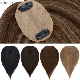 Toppers Snoilte Hair Toppers 6x9cm Silk Base Women Topper Clip In Hair Extensions Hair Clips Natural Hair Wig 100% Human Hair For Women