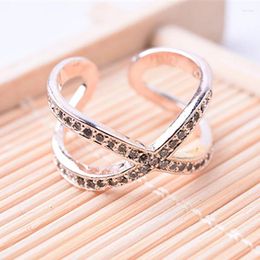 Cluster Rings 2024 Sale Fashion Crystal Cross Ring Female Letter X Shape Party Index Finger Gifts Open Design