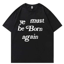 Men's T-Shirts Y2K Graffiti Letter Print T-shirts masculinas CPFM YE nascido nascido estampado extragrande T-shirt solta vero T240425