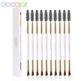 Docolor 5/10pcs White Black Professional Double headed Eyebrow Eyelash Makeup Brushes Thin hair Wholesale Angled Eye brow Brush 240412