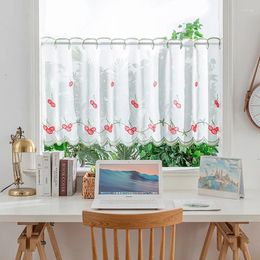 Curtain Tulle Sheer Flower Short Half Window Curtains Rod Pocket Voile Drapes Valance Kitchen Bedroom Home Decor