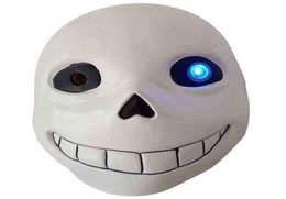 Party Masks New Halloween Luminous Headgear Undertale Mask Sans Blue Eye Seas Led Mask Children Adult Cos G2205196384285