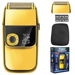 Kemei Professional Hair Beard Electric Shaver For Men Metal Housing Razor Washable Head Shaving Machine Rechargeable 240420