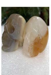 2inches Natural gemstones carved agate quartz crystal skull figurine healing minerals and stones Halloween gifts for home decor2520741