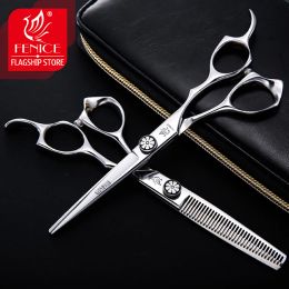 Shears Fenice Japan 440c Professional 6.0 Inch Hair Scissors Set Salon Cutting+thinning Barber Shop Styling Shears with Combs and Clips