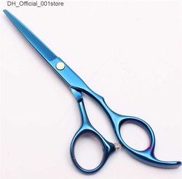 Hair Scissors 6" 440C Customized Logo Blue Professional Human Hair Scissors Barber's Hairdressing Scissors Cutting and Thinning Shears Style Tools C1005 Q240425