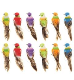 12pcs Colourful Mini Simulation Birds Fake Artificial Animal Model Miniature Wedding Home Garden Ornament Decoration C190416011318475