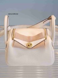 Designer Bag LDy L Linndies Handmade Mini Mini Bag Handheld Crossbody Bag Cream White Leather Leather
