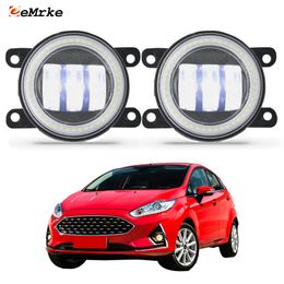EEMRKE Led Fog Lights Assembly 30W/ 40W for Ford Fiesta 2017 2018 2019 2020 with Clear Lens Angel Eyes DRL Daytime Running Lights 12V PTF Car Accessories