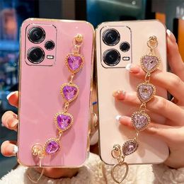 Cell Phone Cases For mi Poco X5 5G Case Luxury Diamond Bracelet Chain Silicone Case for mi Poco X5 M4 X4 Pro 5G Coque Cover POCOX5 X5Pro 240423