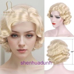 Wigs women human hair Wig Wave Curled Water Ripple American Classic Carnikalen Womens Full Head Cover