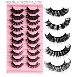 False Eyelashes Russian striped eyelashes DD curly 5/10 pairs of artificial mink 3D reusable fluffy false extension Q240425