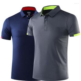 Men's Polos Quick Dry Polo Shirt Summer Sports Tshirt For Men Stretchy T-shirt Solid Short Sleeve Turn Down Collar Tops Tees Slim Fits