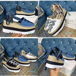 Platform Gaia Espadrilles Stella Mccarey Sandals 8cm Increasing Fashion Wedge Denim Summer Shoes 7760 Original Quality