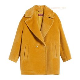 Designer Coats Cashmere Coats Luxury Coats Maxmaras Womens Wide Flip Collar Double Breasted Buckle Sheep Camel Hair Gold Thickened Warm And Cold Resistant Coat