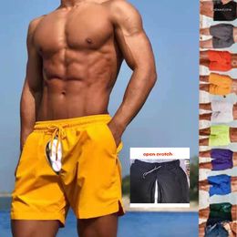Men's Shorts Ins Summer Invisible Open Crotch Outdoor Sex Beach Pants Trendy Running Casual Thin Quick-Dry Gym Sweatpants Short