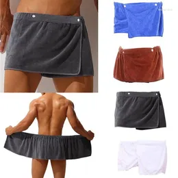 Men's Sleepwear 2024 Sexy Sleep Bottoms Microfiber Pajamas Men Nightwear Short Towel Pants Side Split Bathrobe Culottes Soft Thick