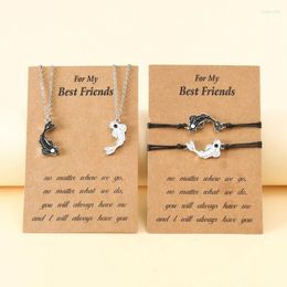 Pendant Necklaces 1/2Pieces Adjustable Simple Tai For Chi Fish Couple Bracelets Necklace Set Wristband Friendship Braided Hand Rope