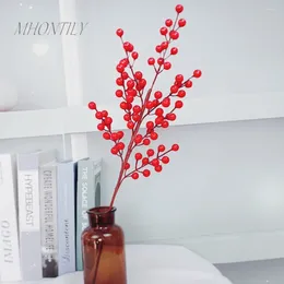 Decorative Flowers 5 Pcs Christmas Decoration Red Foam Berry Fake Plants For Home Accessories Artificial Fruit Flower Garland