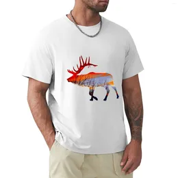 Men's Polos Sunset Elk T-Shirt Anime Clothes Customs Design Your Own Vintage T Shirts For Men