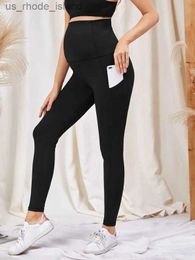 Maternity Bottoms Maternity Leggings Over The Belly-Women High Waisted Pregancy Yoga Pants Workout Active with PocketsL2404