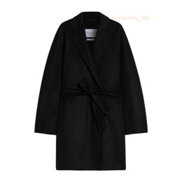 Designer Coats Cashmere Coats Luxury Coats MaxMaras Womens Hepburn Style Early Spring Black Woolen Short Coat