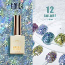 Kits HANBI 12 Color Shining Rubik's Cube Gel Nail Polish Nail UV Gel Varnish Soak Off Gelpolish LED Gel Varnish Nail Art Lacque Prime