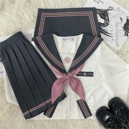 Clothing Sets Gray JK Uniform Suit Japanese College Style Sweet Long/short Sleeved Sailor Pleated Skirt Trendy Girl School Outfit