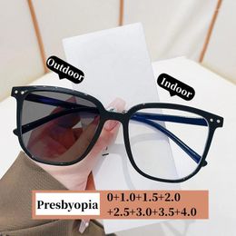 Sunglasses Women's Luxury Pochromic Reading Glasses Trendy Far Sight Eyeglasses Frame Presbyopia Unisex Square Shades