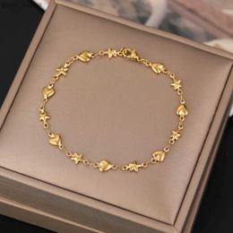 Beaded CACANA Stainless Steel Chain Bracelets For Man Women Gold Silver Colour For Pendant Heart Shape Stars Donot Fade Jewellery N1858