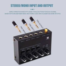 Equipment Professional Sound Mixer 4 Channel Mixer Stereo with 2pcs 6.5 3.5mm Converter RCA Output Mixer Mini Low Noise Sound Mixer