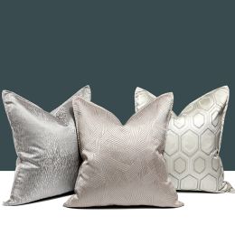 Pillow DUNXDECO Cushion Cover Decorative Pillow Case Modern Simple Luxury Jacquard Champagne Silver Coussin Sofa Chair Bedding Cushion