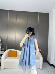 Luxury Ladies Cashmere scarf designer blue comfort scarf shawl soft headscarf Girl gift Echarpe Luxe